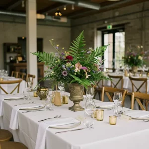 Elegant table setting with floral centerpiece