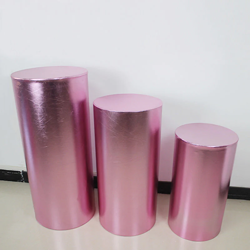 Round Plinth Metalic Spandex - Pink - 5 Pc Set 2 pink metallic plinth cover 324x324 1