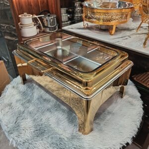 Rectangular Chafing Dish - Glass Window - Gold