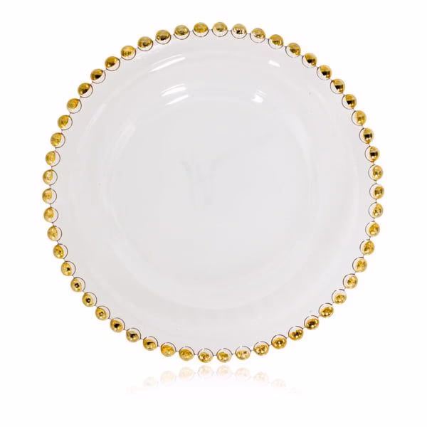 Gold Beaded Charger Plate 1 Gold Beaded Charger Plate rental Toronto GTA - Vibrant Occasions Scarborough