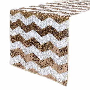 Chevron Sequin Table Runner - Blush And Champagne rental Toronto GTA - Vibrant Occasions Scarborough