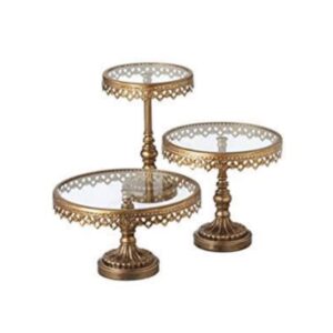 Gold Cake Stand (3 Pcs) rental Toronto GTA - Vibrant Occasions Scarborough