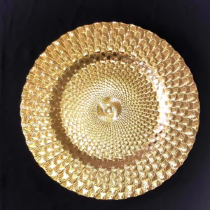 Acrylic Gold Peacock Charger Plate rental Toronto GTA - Vibrant Occasions Scarborough