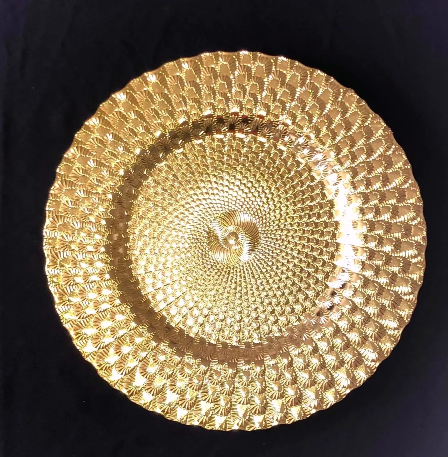 Acrylic Gold Peacock Charger Plate 1 Acrylic Gold Peacock Charger Plate rental Toronto GTA - Vibrant Occasions Scarborough