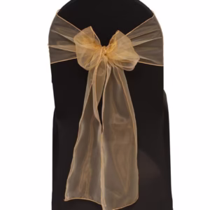 Organza Chair Sash - Gold rental Toronto GTA - Vibrant Occasions Scarborough