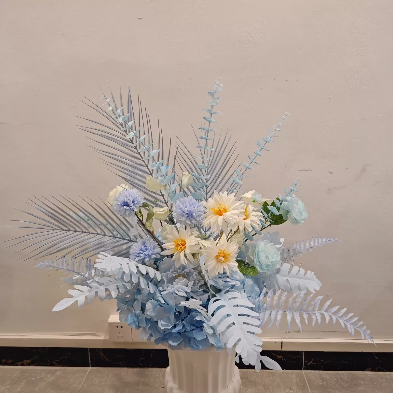 Artificial Flower Pedestal Decor - Blue 2 Artificial Flower Pedestal Decor - Blue rental Toronto GTA - Vibrant Occasions Scarborough