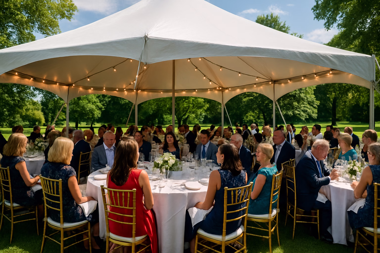 50+ event rentals Etobicoke | Tents, Chairs & Linens | Vibrant Occasions 1 Professional event rental setup with tent, tables, and chairs in Etobicoke, Ontario