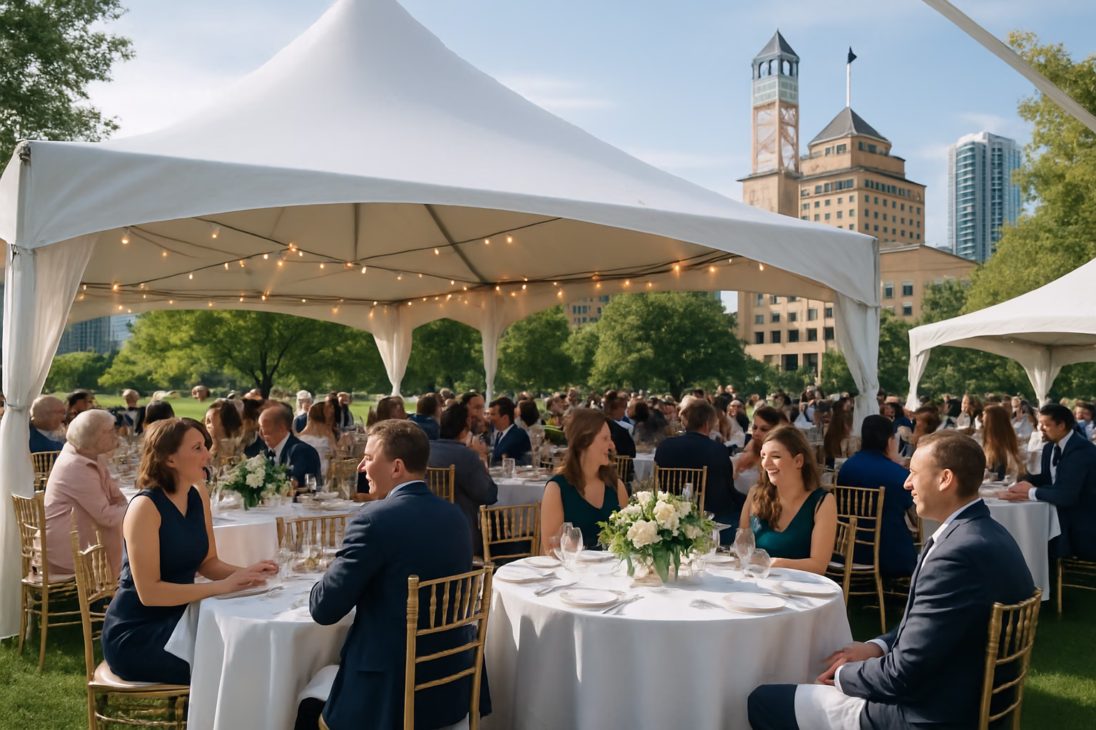 50+ event rentals Mississauga | Tents, Chairs & Linens | Vibrant Occasions 1 Professional event rental setup with tent, tables, and chairs in Mississauga, Ontario