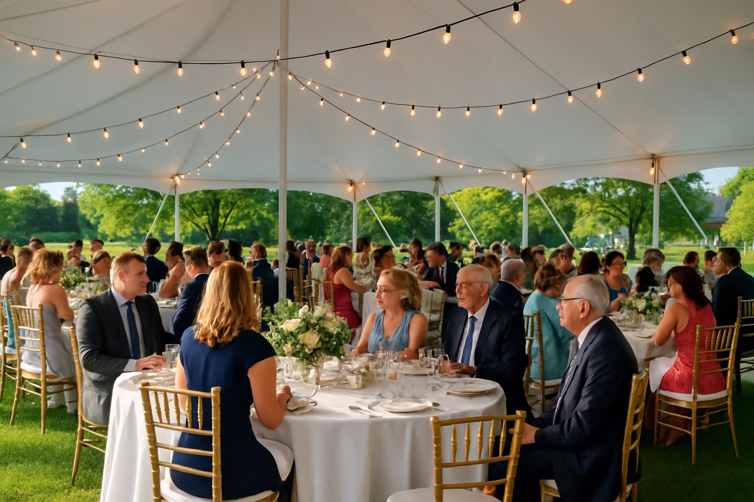 50+ event rentals Newmarket | Tents, Chairs & Linens | Vibrant Occasions 1 Professional event rental setup with tent, tables, and chairs in Newmarket, Ontario