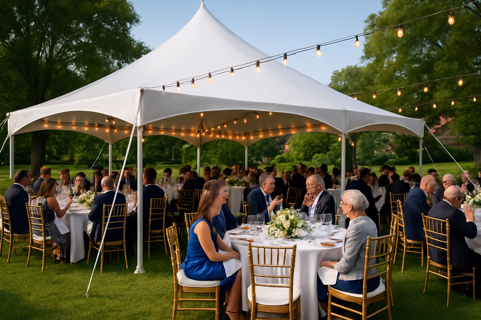 50+ event rentals North York | Tents, Chairs & Linens | Vibrant Occasions 1 Professional event rental setup with tent, tables, and chairs in North York, Ontario