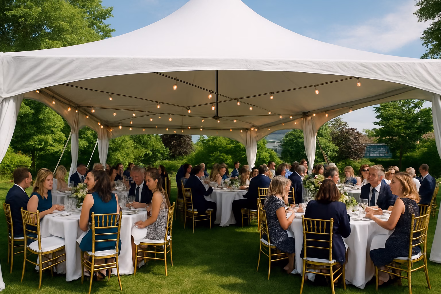 50+ event rentals Richmond Hill | Tents, Chairs & Linens | Vibrant Occasions 1 Professional event rental setup with tent, tables, and chairs in Richmond Hill, Ontario