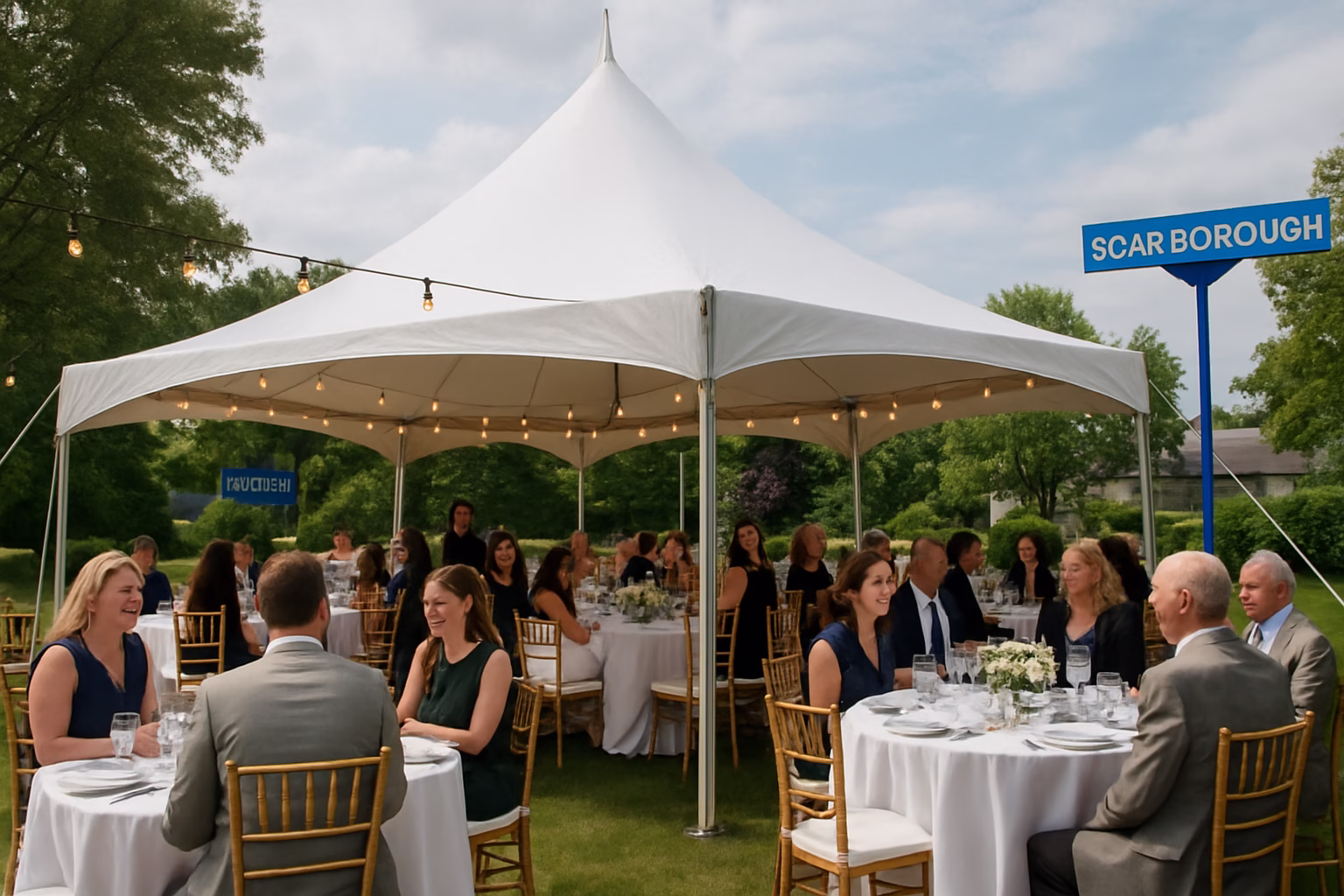 50+ event rentals Scarborough | Tents, Chairs & Linens | Vibrant Occasions 1 Professional event rental setup with tent, tables, and chairs in Scarborough, Ontario
