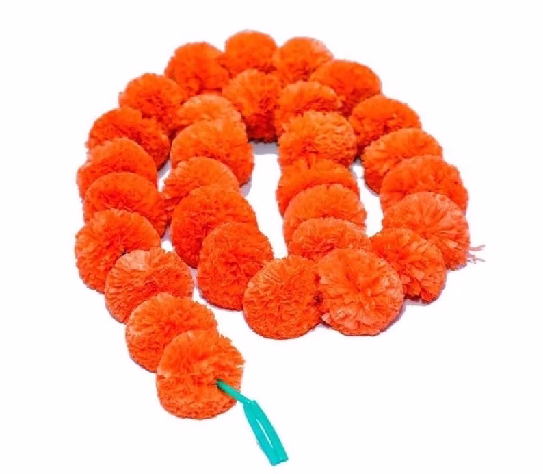Artificial Marigold Flower Garlands Orange 2 Artificial Marigold Flower Garlands Orange rental Toronto GTA - Vibrant Occasions Scarborough