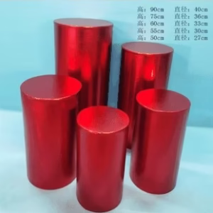 Round Plinth Metalic Spandex - Red - 5 Pc Set rental Toronto GTA - Vibrant Occasions Scarborough
