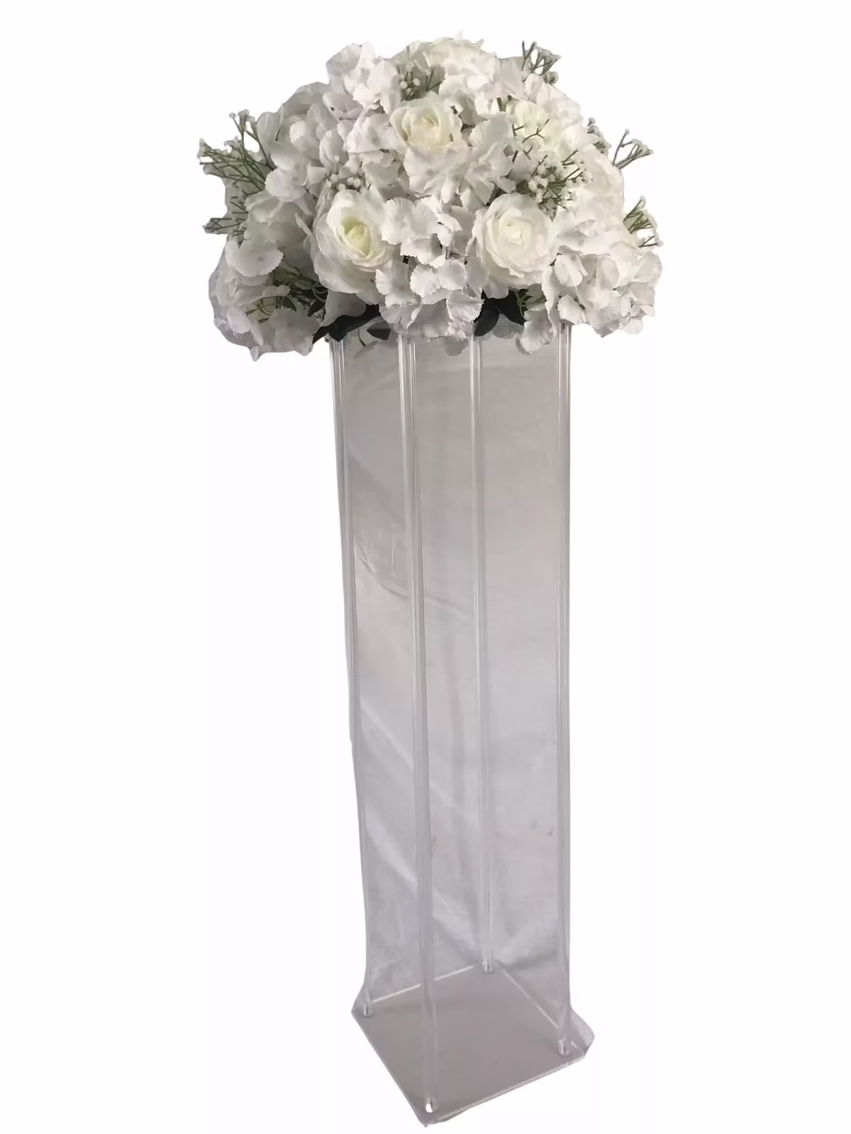 Artificial Flower Pedestal Decor - White 2 Artificial Flower Pedestal Decor - White rental Toronto GTA - Vibrant Occasions Scarborough